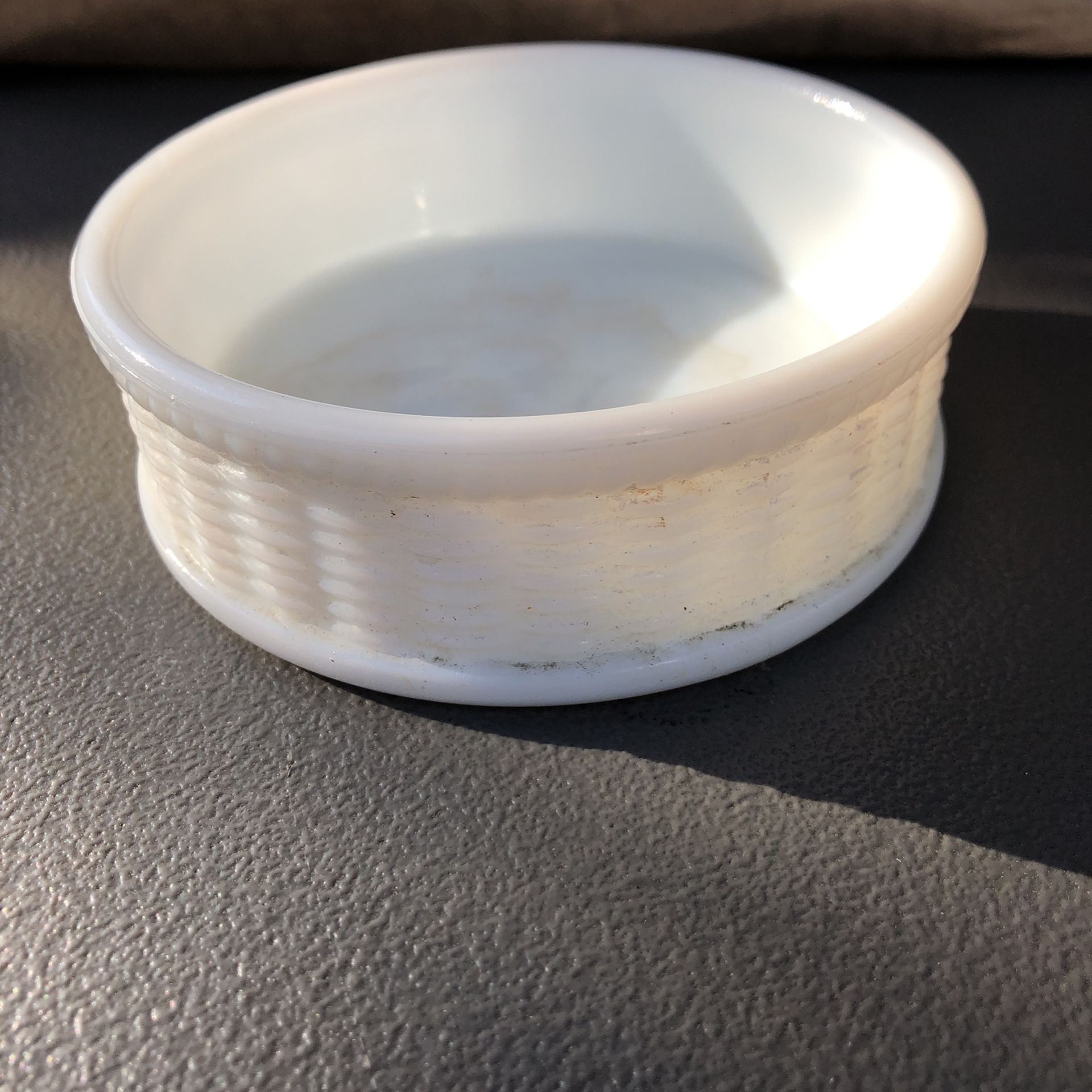Avon Milk Glass Basket Weave Design Dish