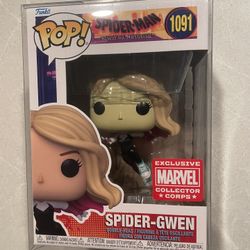 Spider-Gwen Funko Pop *MINT* Marvel Collector Corps MCC Exclusive Spiderman Across Spiderverse 1091 With protector Peter Parker Spider-Man Miles Into