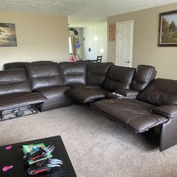 Faux Leather Espresso Reclining Sectional 