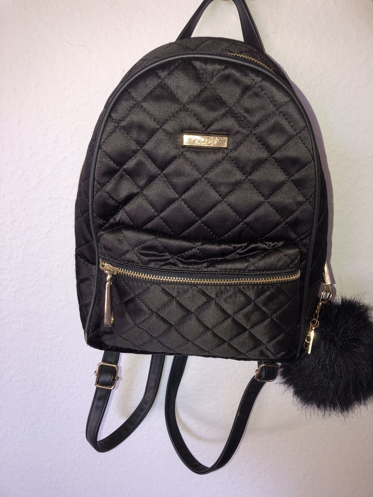 ALDO Black Quilted Medium Sized Backpack