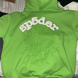 Sp5der Hoodie Green Rhinestone