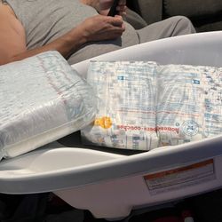 Newborn Diapers And Bath Tub