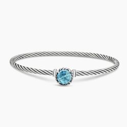 David Yurman Petite Chatelaine Bracelet Sterling Silver with Blue Topaz,3mm