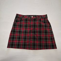 Red plaid skirt