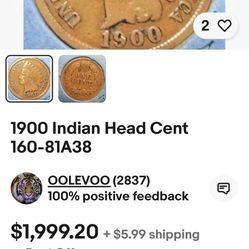 1900 Indian Head Penny Rare