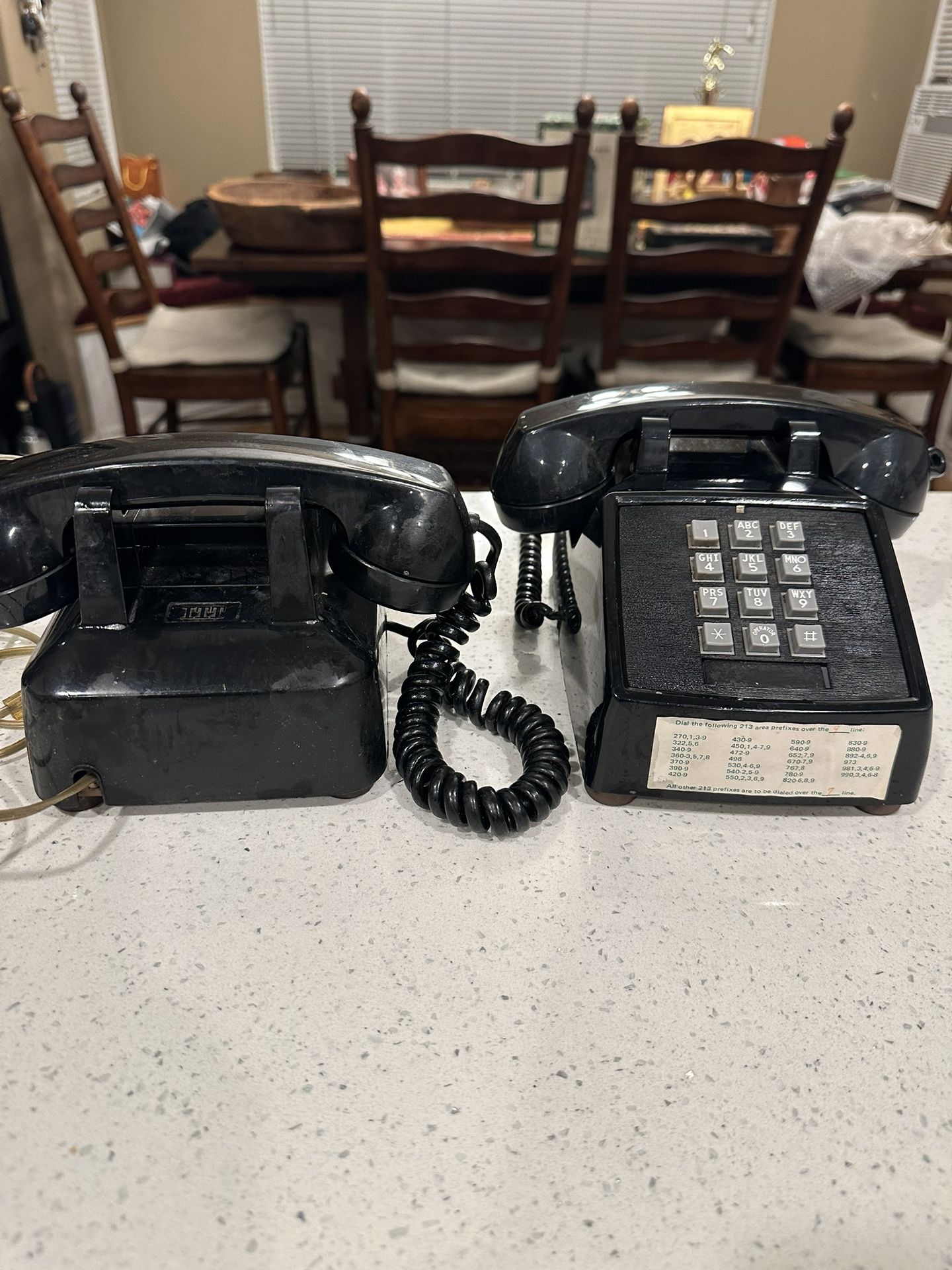2 Vintage ITT Touch Tone Dial Desk Phone - Black