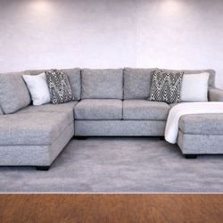 Modern Gray Double Chaise Sectional With Storage Ottoman-FREE DELIVERY 🚚 