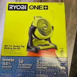 RYOBI ONE+ 18V Cordless 7-1/2 in. Bucket Top Misting Fan Kit with Battery and Charger