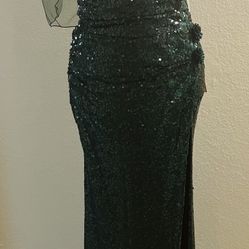 Prom Dress-Fitted Lace-Up Sequin Slit Gown