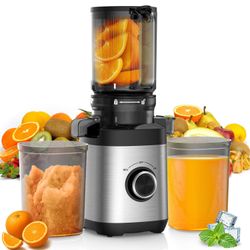 Juicer Machines, 100 Watts Cold Press Juicer with Wide Chute, Slow Masticating Juicers, High Juice Yield fit Whole Fruits & Vegetables, Easy to Clean