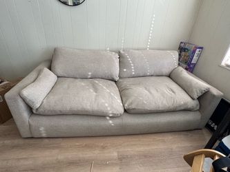 Light Grey Fabric 2-Seater Sofa