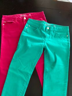 $20 both GREEN AND RED JEANS TYPE. Size 12 +