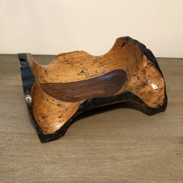 Polished Handcrafted Live Edge Wooden Bowl
