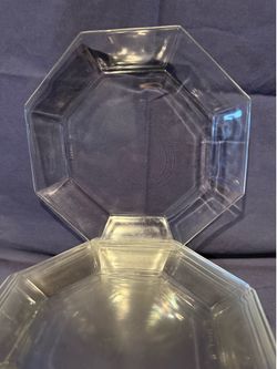 Set of 8 Arcoroc Octime Clear 7” Salad or Dessert Plates France Octagonal Glass 1980s