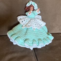 barbie like doll w/crochet dress