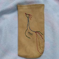 Suede Leather Peacock Handmade Eyeglass Case