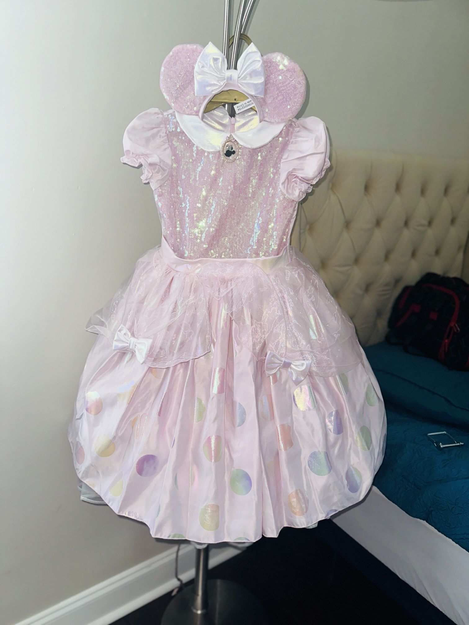 Disguise Girl's Disney 100 Minnie Mouse Dress & Deluxe Ears Pretend Play Costume