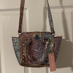 Women’s- Girls Pink Glittery Crossbody Bag Top Handle Bag 