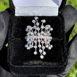 18k white gold 2CTW natural diamond fashion cage cocktail ring sz7