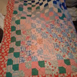 Vintage Hand Made 60" X 40" Quilt