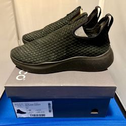 ECCO Men's Black leather Slip-On Sneakers - Therap 