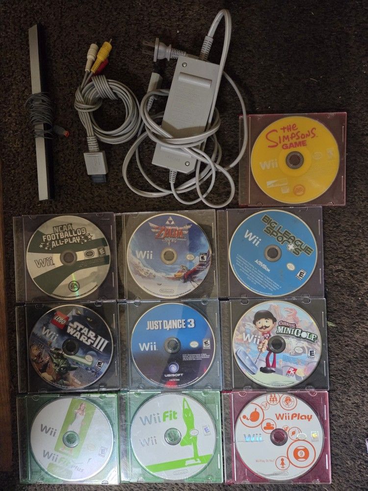 Wii  Games and Power Cables 