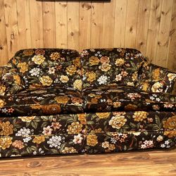 Retro Floral Velvet Couch/loveseat