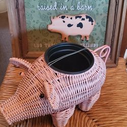 Pig Picture And Plant Holder