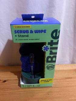 Brite by Scotch-Brite Scrub & Wipe with Drain + Dry Stand, Kitchen Sponge for Washing Dishes, 1 Scrub Sponge Brand New $8 Meet Up In Irving @dfwgoods