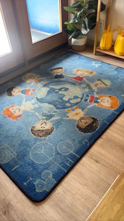 Kids World Map Children's Area Rug