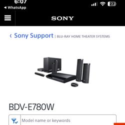 Sony BDV-E780 Blu-Ray Disc tm Player Home Theater