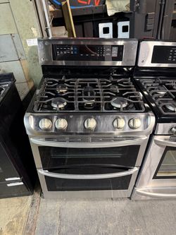 LG Stainless Steel double oven 5 bueners range stove