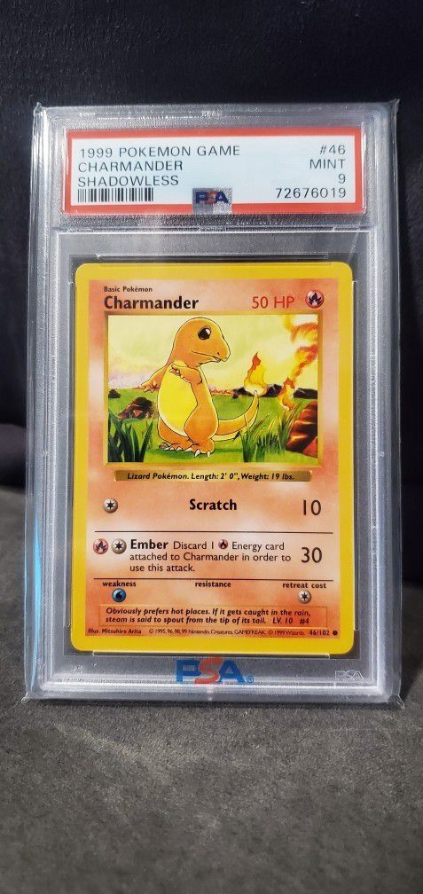 1999 Pokémon Charmander #46 Base Set Shadowless PSA 9