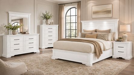 5 Piece Bedroom Set Cal King Eastern King Queen Vintage White Carved Wood Dresser Mirror Recamara Muebles Madera Venta Sale