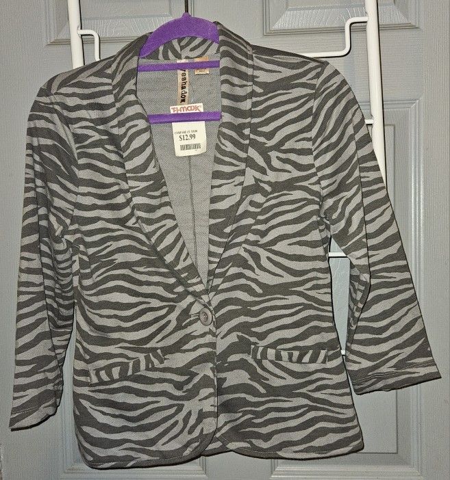 Zebra Print Casual Women's Blazer Size M