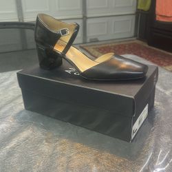 Kelsie Black Leather Heels