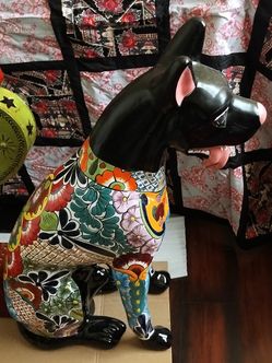New Colorful Talavera "Great Dane Statue" 

Approx. 
2ft.8" x 2ft.5"   $359.00

No Store Meet Customers Different Locations.  Phx. Tempe Marketplace. 