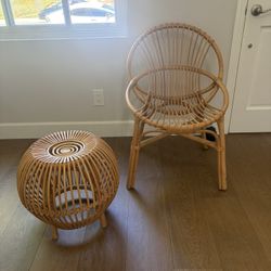 Rattan Chair And Side Table
