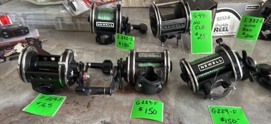 Quality Newell fishing reels are available. Models include S 332-5, G 440, P 220-F, and G 229-F.