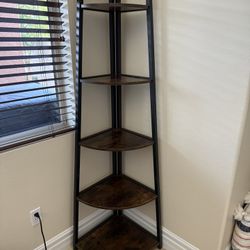 Rustic Industrial Corner Ladder Shelf