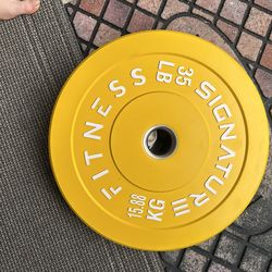 Signature Fitness 2" Olympic Bumper Plate Weight Plates with Steel Hub,