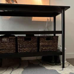 wood & cane console for entryway