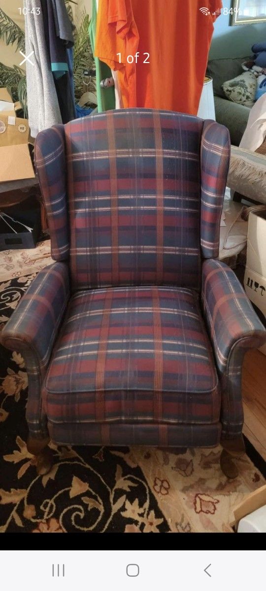 Plaid Fabric Recliner