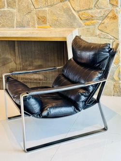 100% Premium Leather And Metal Armchair
