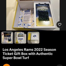 Los Angeles Rams 2022 Season Ticket Gift Box with Authentic Super Bowl Turf