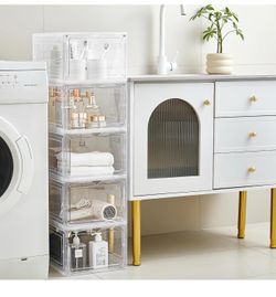 LXLXXL Storage Bins with Lids, Plastic Storage Containers with Magnetic Door