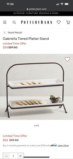 Pottery Barn Gabriella Tiered Platter Stand NIB $40