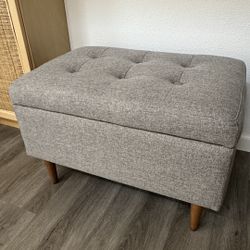 Gray Fabric Ottoman With Storage
