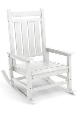 SERWALL Oversized Rocking Chair, Outdoor Rocking Chair for Adults, All Weather Resistant Porch Rocker for Lawn Garden, White brand new in box $75 C35
