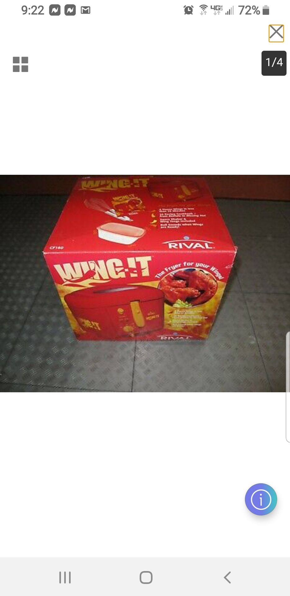 BRAND NEW RIVAL WING-IT DEEP FRY5ER BUFFALO CHICKEN WING MAKER CF160 **NEW